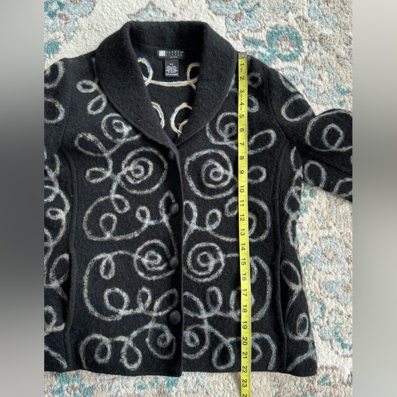 Super unique Carol Little cardigan blazers %100 wool with beautiful swirl design - Picture 5 of 8
